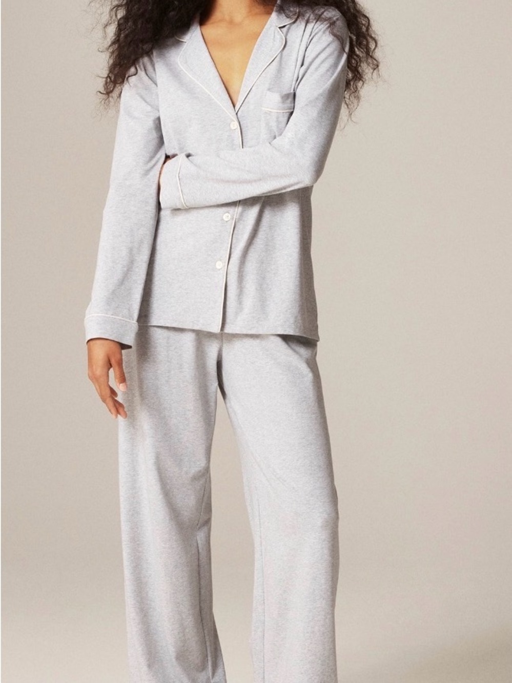 J. Crew Women's Long Sleeve Dreamy Cotton Heather Gray Pajama Set XS NWT